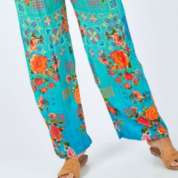LULA SOUL Aqua Turquoise Capri Wide Leg Pants - Picture 9 of 16